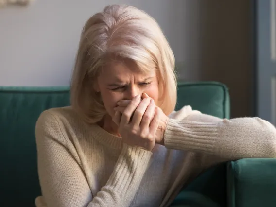 Older woman crying