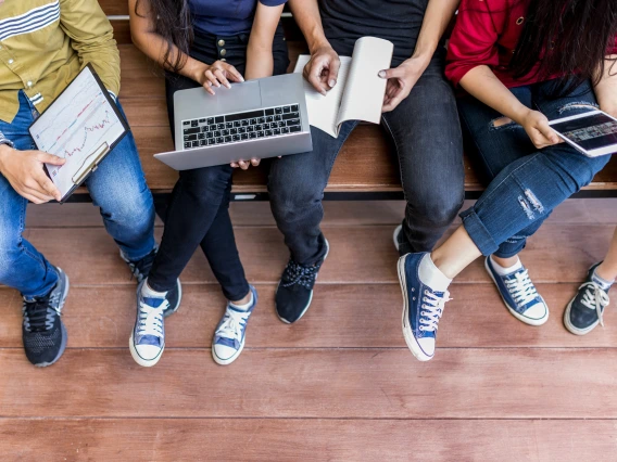 students at laptops