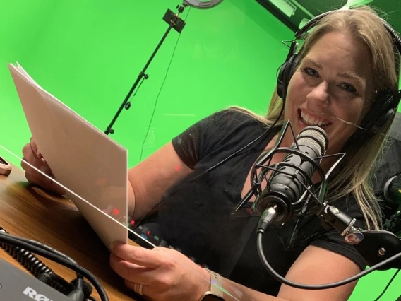 Ashley Jordan in podcast studio