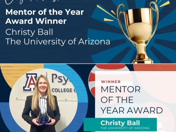 Christy Ball pictured with trophy as NACE Mentor of the Year awardee