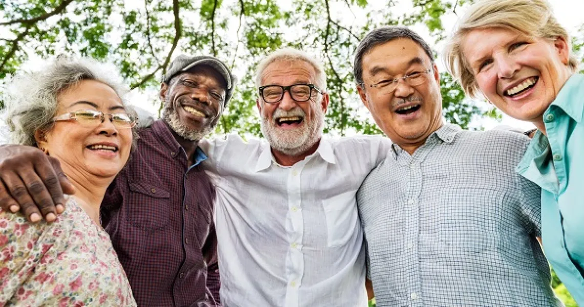 group of older adults laughing