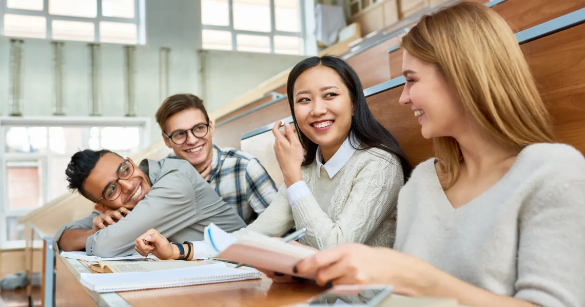 students in college classroom