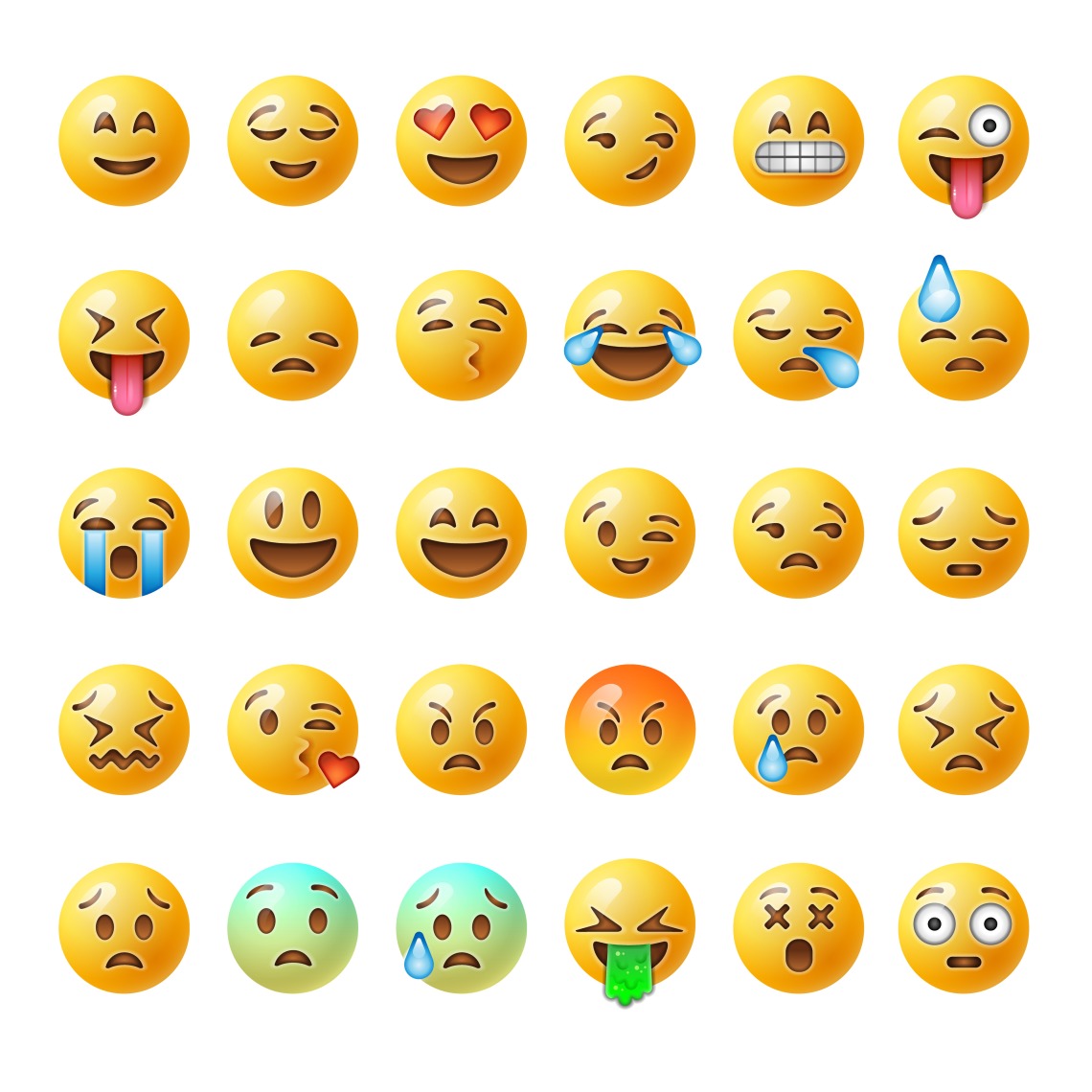 Box grid of different facial emojis