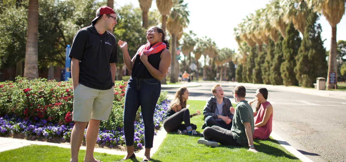 Students outside of old main