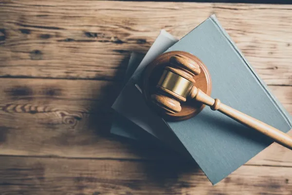 wooden gavel on desks