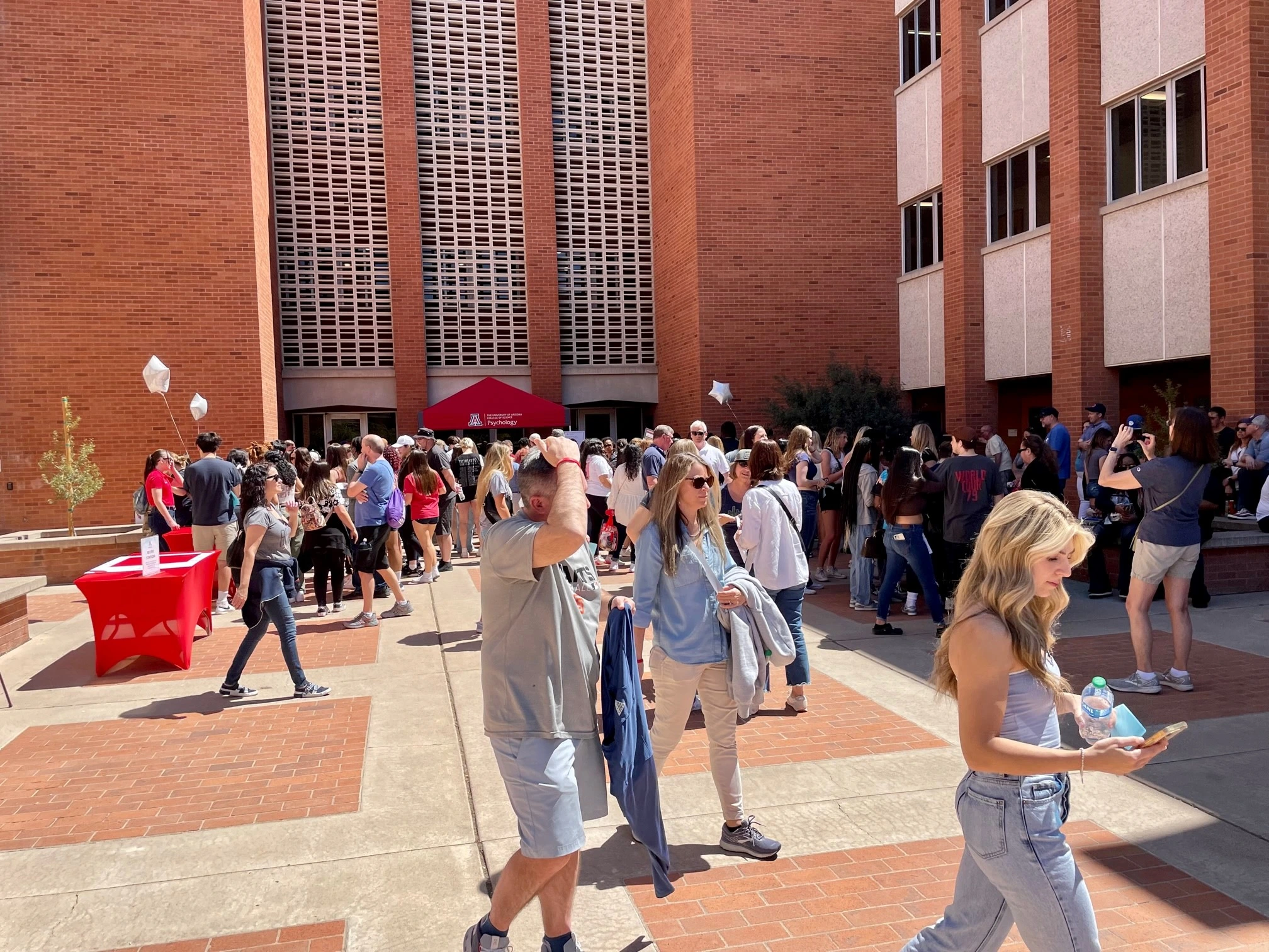 people in psychology courtyard
