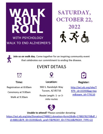 Event Flyer - Walk to End Alzheimer's with Team Psychology