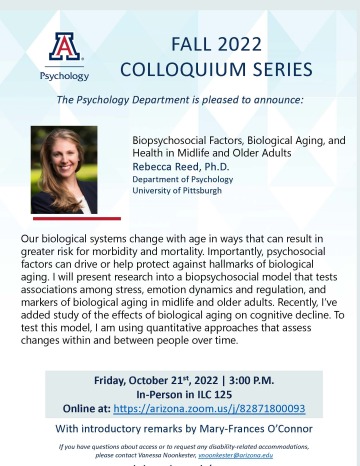 Event - Colloquium - Reed: Health in Midlife and Older (10.21.22)