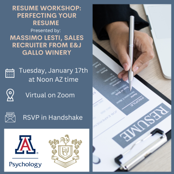Event - Flyer - Resume Workshop with E&J Gallo Winery January 17th 2023 at 12pm via Zoom