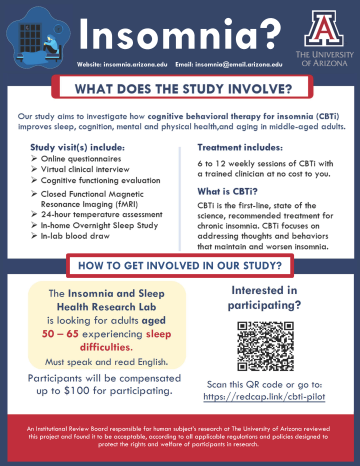 Flyer - Insomnia Therapy Study - What it involves and how to get involved
