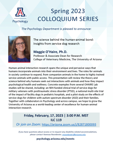 Event - Colloquium - O'Haire - Service Dog Research