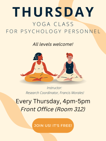 PsyWellness Yoga Thursdays 4p-5p in Front Office