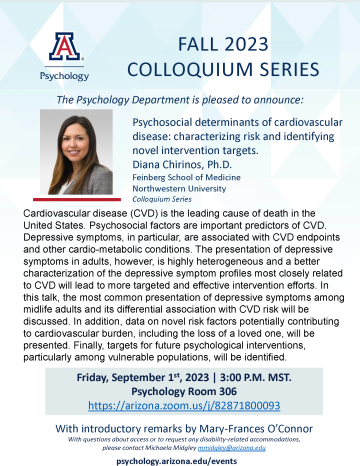 Fall 23 Colloquium Flyer - Diana Chirinos on Cardiovascular Disease Psychosocial Determinants