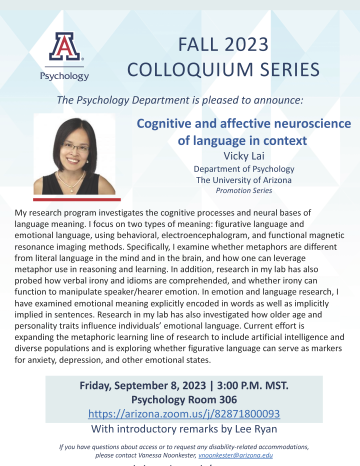 Colloquium - Flyer - Lai - Neuroscience of Language (09.08.23)