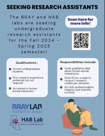 Research Assistant Ad from Bray for Fall 2024 and Spring 2025