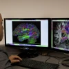 student doing research